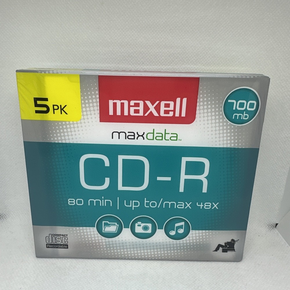 MAXELL CD-R 700MB 80 Minute Recordable Compact Disc 5 Pack Computer Use New